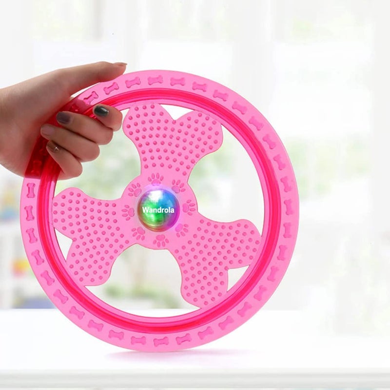 Wandrola Flying Disc Dog Sport Toy with Flashing LED Lights, Light Up Pet Disk for Ultimate Night Time Play, Pink - Image 3